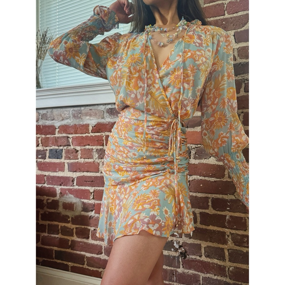 Urban Outfitters Dress Forum Pastel Floral Ruched Dress
